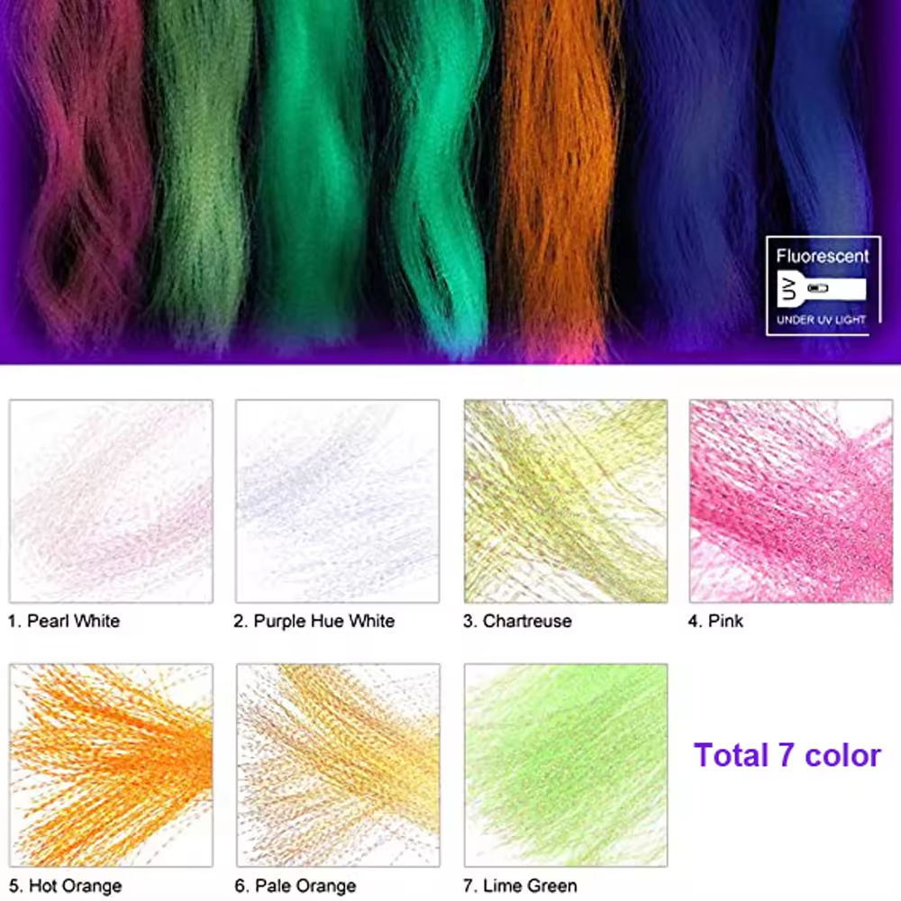 UV Fluorescent Crystal Flashabou Krystal Tinsel Flash Fly Tying Material