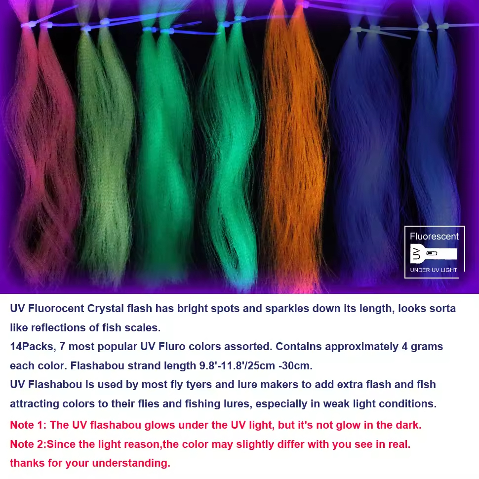 UV Fluorescent Crystal Flashabou Krystal Tinsel Flash Fly Tying Material