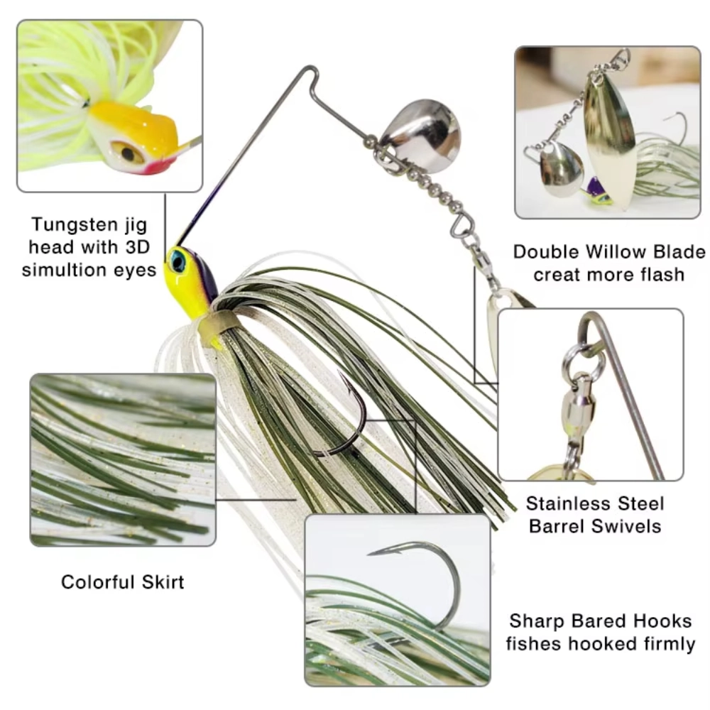 Spinner Bait Jig Tungsten Bass Jig with Willow Leaf Blade