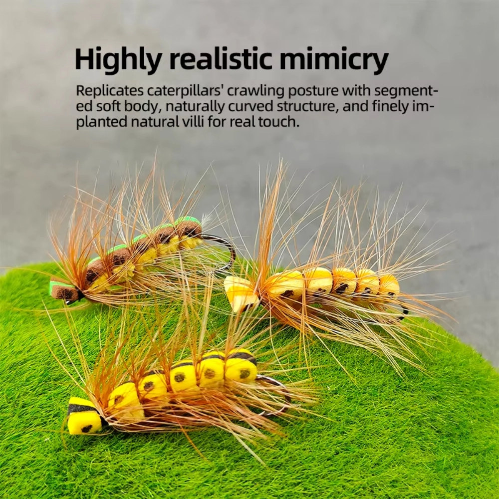 Dry Fly Lure Foam Floating Caterpillar Fly Hook