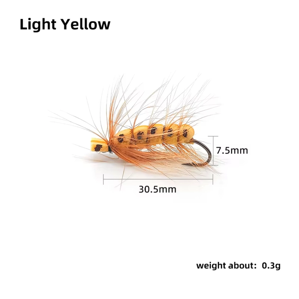 Dry Fly Lure Foam Floating Caterpillar Fly Hook
